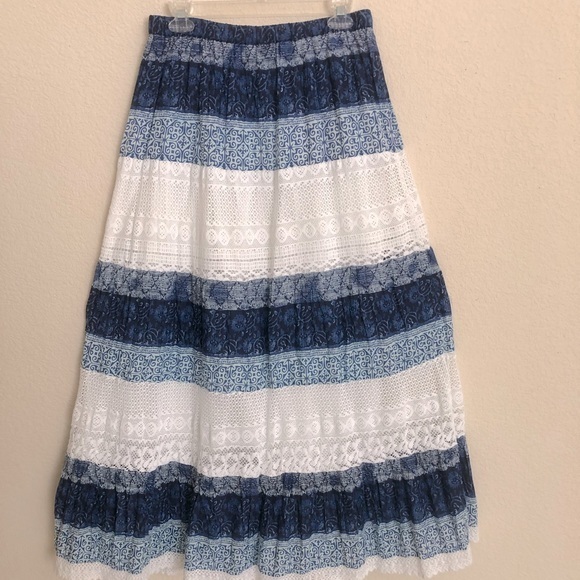 Boho Indie Festival Rave Tiered Lace Hippie Skirt - Picture 3 of 13